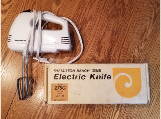 Vintage Proctor Sillex Handheld Blender & Hamilton Beach Electric Knife