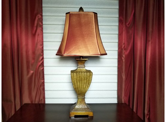 Elegant Regency Style Table Lamp With Faux Crackle Base
