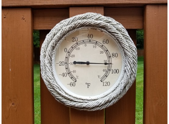Large Working Braided Rope Frame Decorative Thermometer