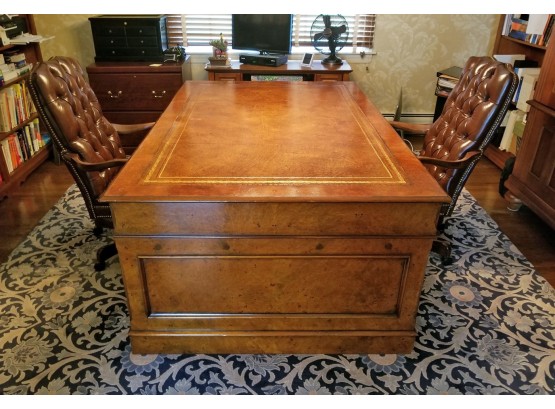 Vintage Leather Top Partner's Desk