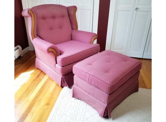 Chippendale Style Candy Pink Recliner & Ottoman