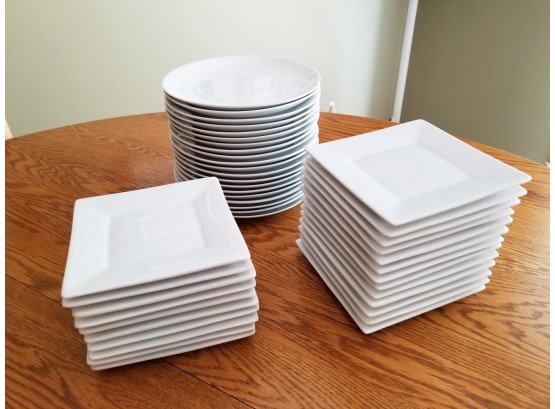 43 Pieces All White Crate & Barrel Dishes