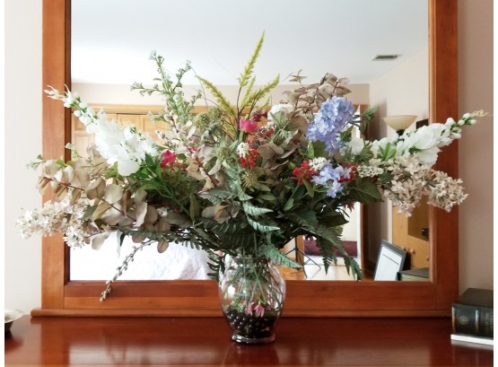 Breathtaking Silk Floral Arrangement Centerpiece In Glass Vase