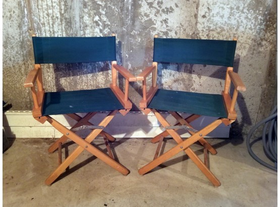 Pair Of Vintage Wooden Folding Director's Chairs