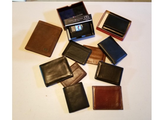 Collection Of 11 Men's Leather Bifold Wallets & Card Cases