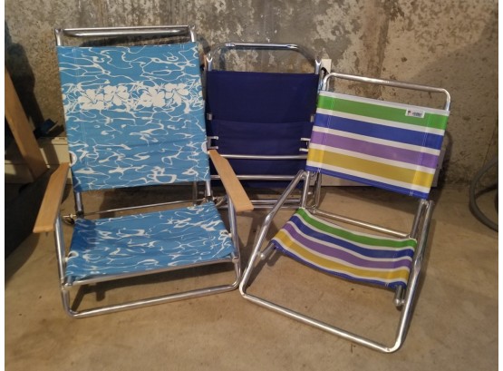 3 Vintage Folding Beach Lounge Chairs
