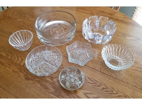 Selection Of Fine Glass Bowls Including 2 Orrefors & Ikebana Glass Frog