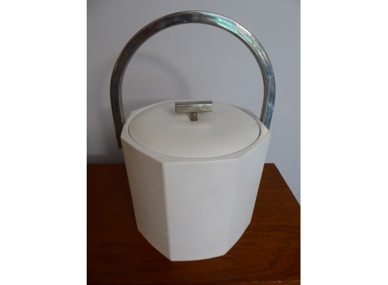 Mid Century Modern Georges Briard Octagonal White Pleather And Chrome Ice Bucket