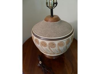 Fabulous MCM Bitossi Style Ceramic And Teak Lamp - LARGE