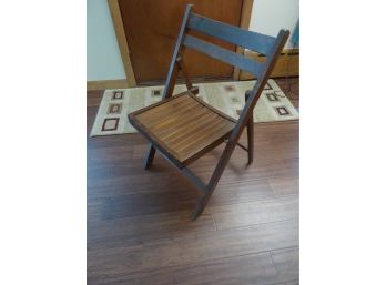 Mid Century Modern Double Slat Back Wood Folding Chair