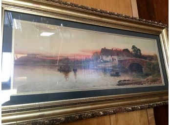 Early 20th Century Original Landscape In Gold Frame