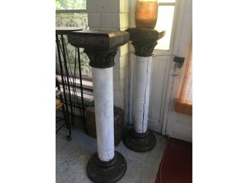 Pair Of Old Wooden  Columns