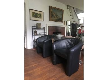 Pair Of Modern Black Leather Chairs