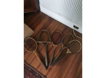 Four Antique Wooden Tennis Racquets