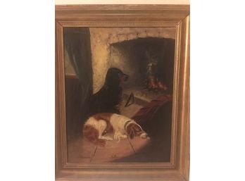 Vintage Dogs Oil Painting