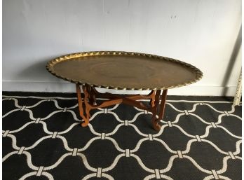 Modern Brass Top Table With Beautiful Wood Legs
