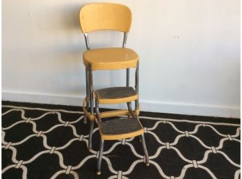 Vintage Yellow Metal Step Stool Chair