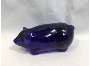 Cobalt Glass Pig