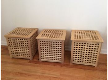 Set Of 3 Solid Wood Storage Boxes