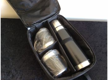 New Thermos, 2 Cups And Carrying Case