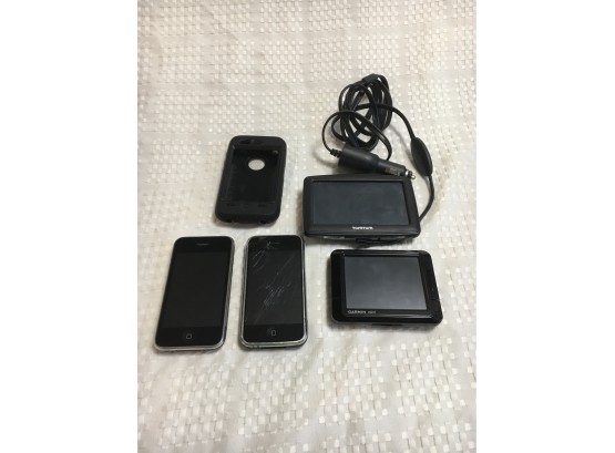 Lot Of 2 Apple Iphones And 2 Gps Units