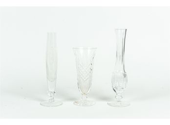 Trio Of Crystal Vases