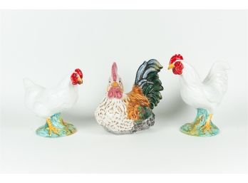 Trio Of Ceramic Chickens