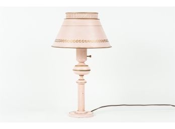 Vintage Pink Painted Metal Lamp