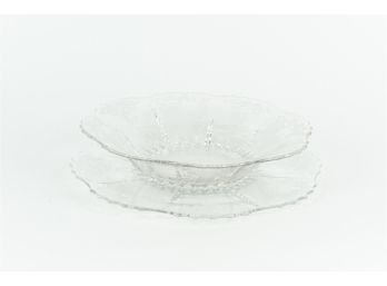 Beautiful Etched Glass Bowl And Charger