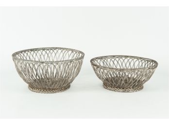 Pair Of Silver Painted Baskets