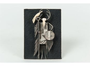 Handcrafted Sterling Silver Pin 'White Bird Talking' With Artifact Remnants