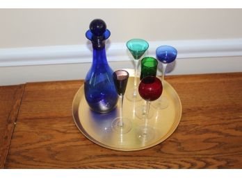 New Cordial Glasses With Tray By Orleans