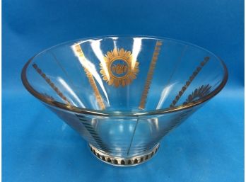 George Briard Clear Glass Gold Painted Salad Serving Bowl