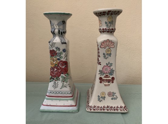 Two Vintage Chinese Style Candlesticks
