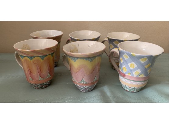 Six Makenzie Child's Pottery Cups