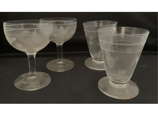 Vintage Polka Dot Pressed Glass Liquor Glasses