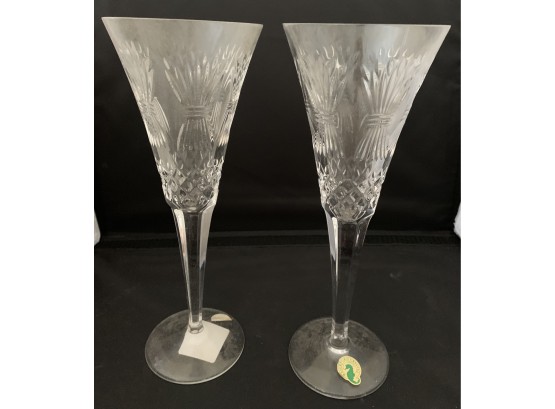 Pair Of Waterford Crystal 'Prosperity Toasting Flutes'