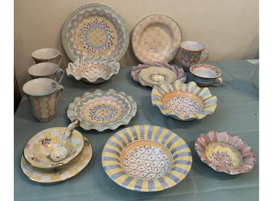 Very Generous Lot Of Makenzie Child's Pottery- Various Items And Patterns