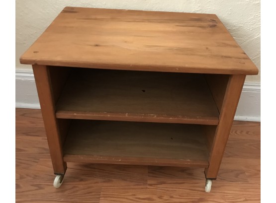 Custom Little Rolling TV Stand With Two Shelves