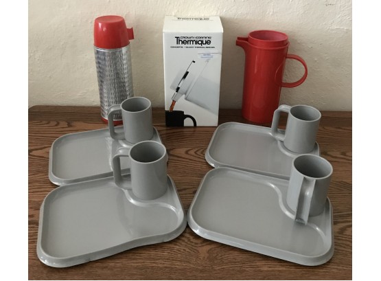 Plastic Trays, Cups, Servers & A Thermos