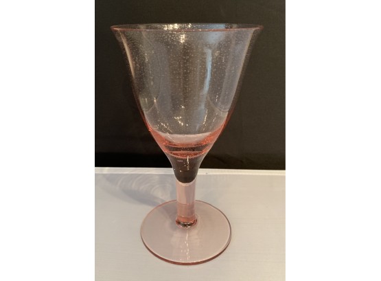 Set Of Ten Pink Blown Glass Goblets