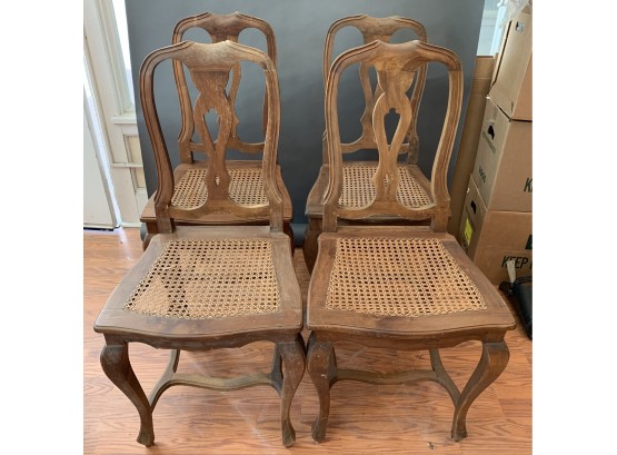Set Of Four Caned Seat Side Chairs