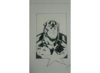 Captain America MM On Paper Graphite Magic Marker And Pen Signed ?