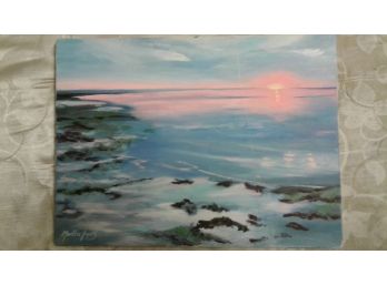 Maqrtha Ingalls Vintage Sunset Seascape Oil On Canvas