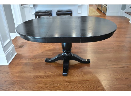 Crate & Barrel Avalon 45' Black Round Extension Dining Table With 17' Leaf  ($499)