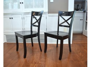 Crate And Barrel Vintner Black Wood Dining Chairs, Pair ($300)