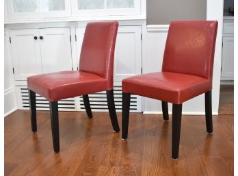 Crate And Barrel Lowe Red Leather Dining Chairs ($400)