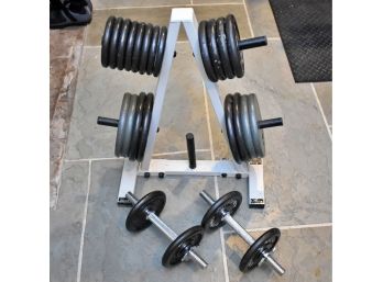 Dumbell Weights 144 LBS And Plate Tree Rack