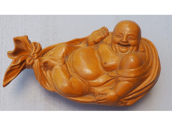 Hand-carved Reclining & Smiling Buddha
