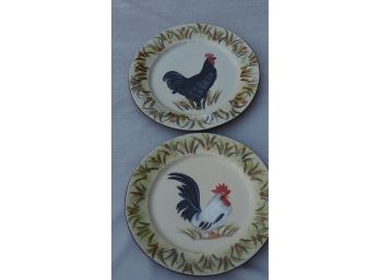 2 Isabella De Borchgrave Rooster Plates